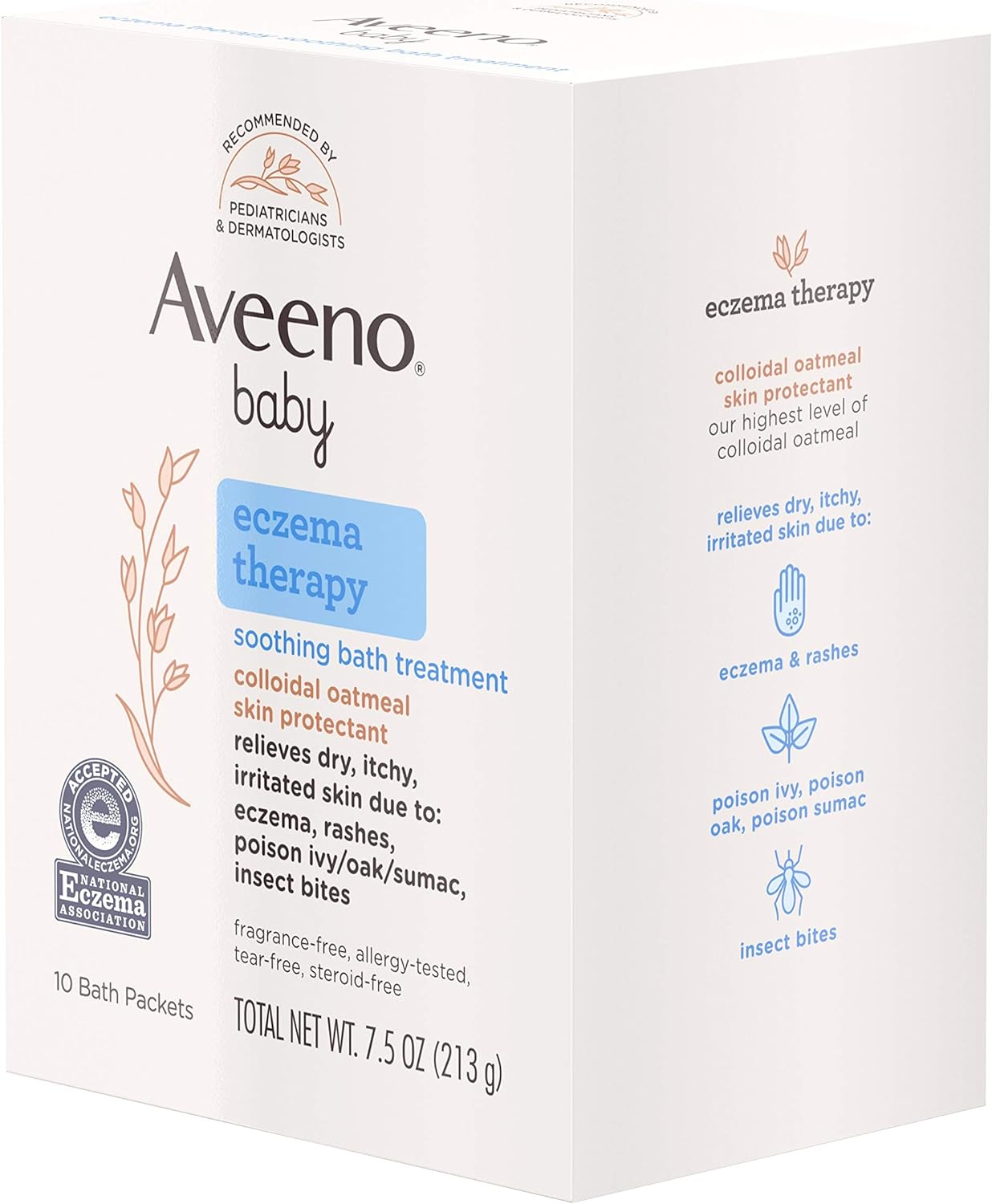 Aveeno Baby Eczema Therapy Soothing Bath Treatment for Relief of Dry, Itchy & Irritated Skin,Made with Natural Colloidal Oatmeal, Fragrance-Paraben-, Steroid- & Tear-Free, 10 ct ( Packaging May Vary ) - Image 9